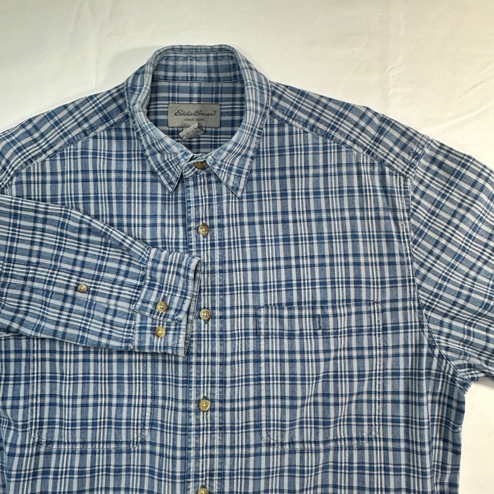 Eddie Bauer Mens‎ Plaid Button Up Long Sleeve Shirt Casual Medium Cotton